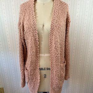Pink fuzzy rainy day cardigan